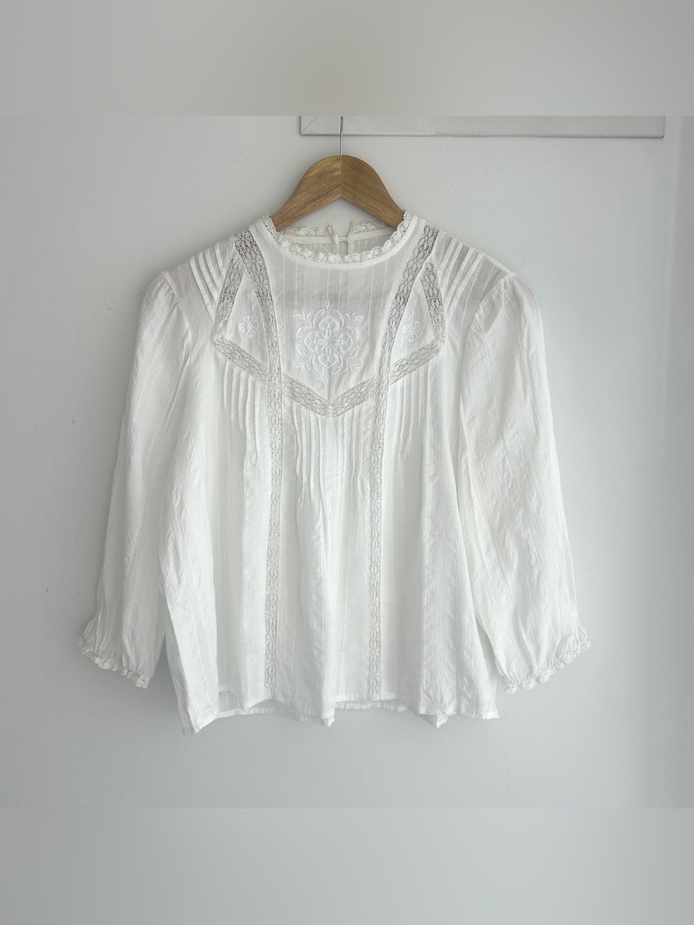White Embroidered Lace Blouse